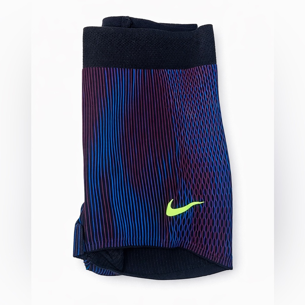 Nike Dri-Fit Textured Athletic Shorts Women’s Large Black Multicolor Neon Swoosh